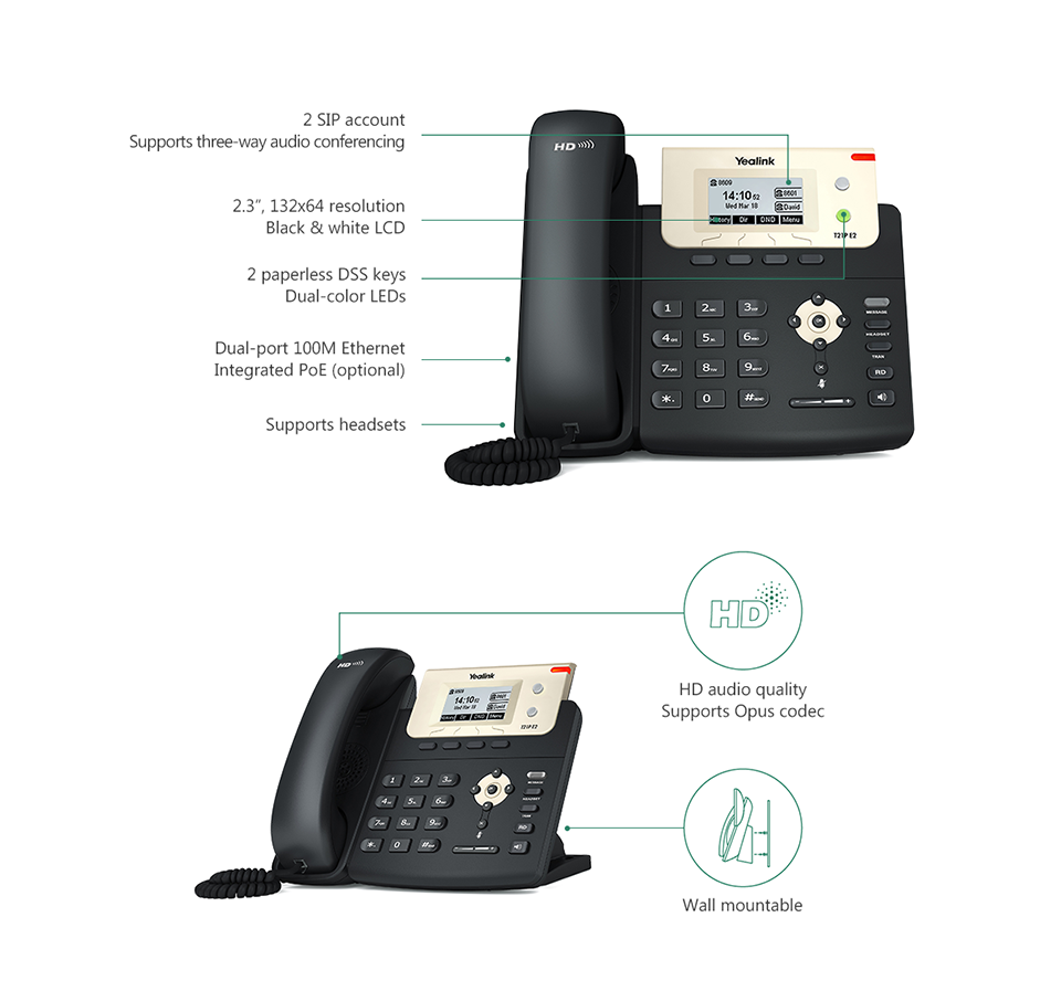 Telefone IP Yealink T21P (Refurbished)